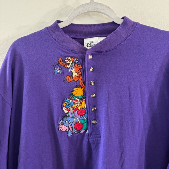 Vtge Disney 90s Women's Winnie The Pooh Long Sleeve Embroidered Shirt Purple, XL - Picture 2 of 9